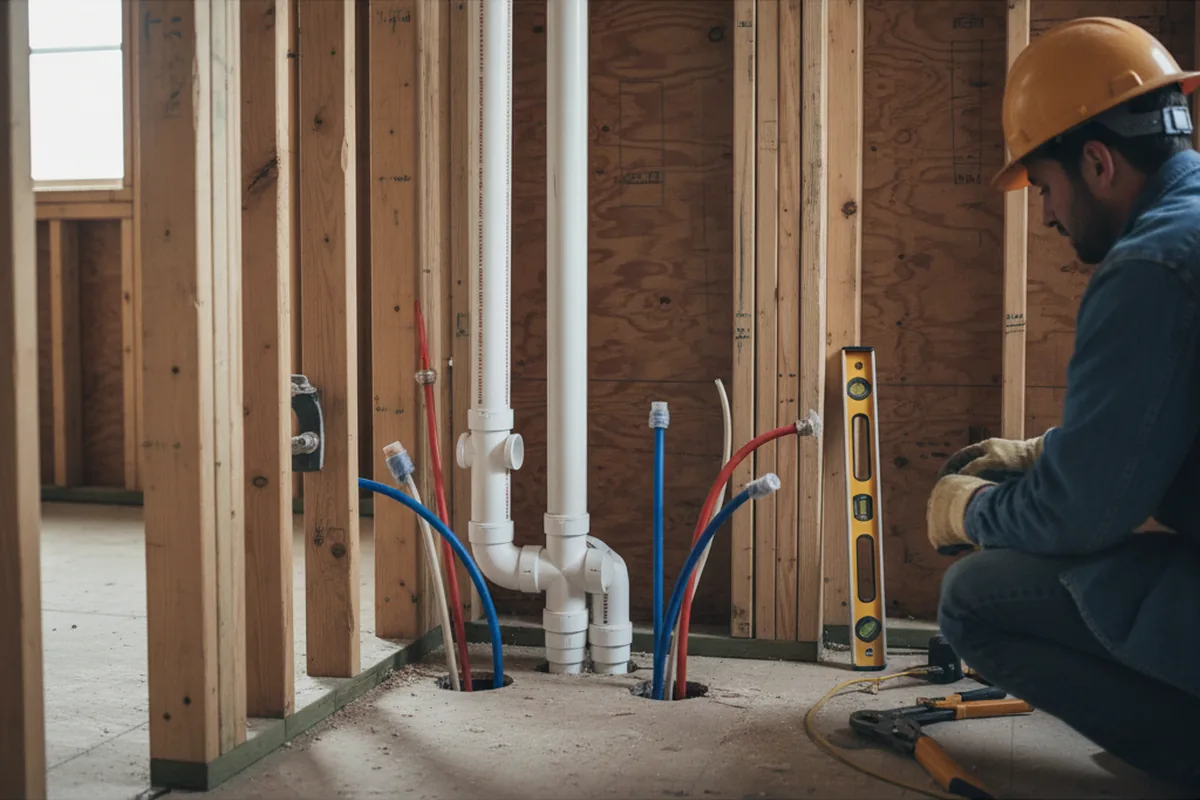 Drain and supply rough-in during Drain Cleaning in Muldrow